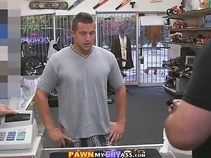 Threesome in the pawnshop for his girlfriend