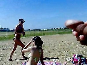 jerking on beach with cumshot. Russian